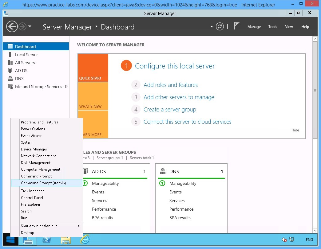 Practice Labs screenshot.